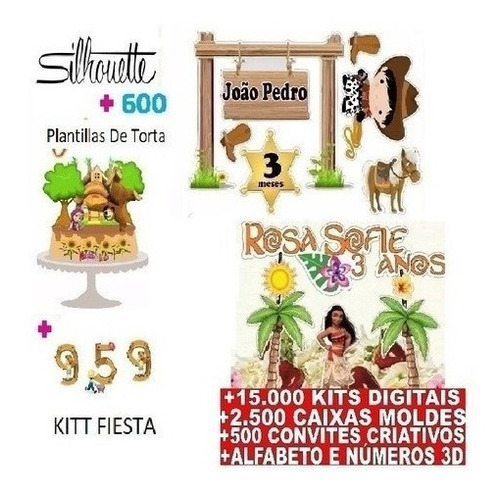 Kit Silhouette Vectores 600 Plantillas Tortas Fiesta