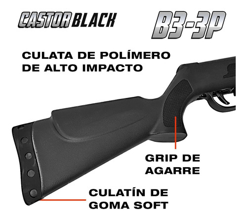 Imagen 6 de 10 de Rifle Aire Comprimido Castor B3-3p 5,5 Mm + Mira 4x20