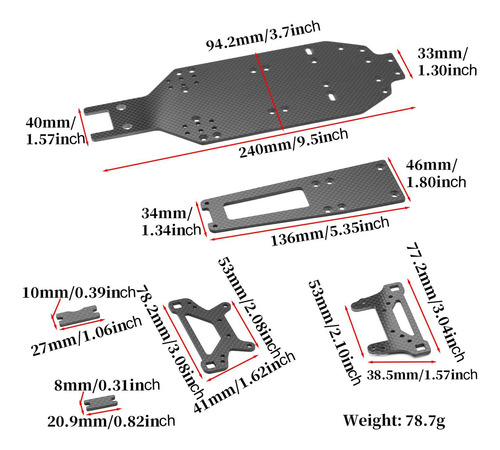 Chasis De Coche Rc De Fibra De Carbono, Accesorio De