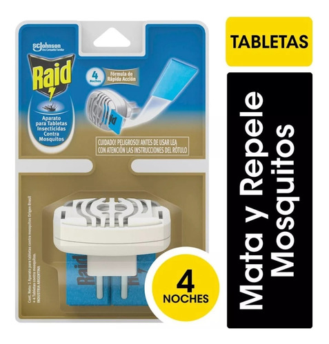 Raid Aparato Sin Cable + 4 Tabletas Contra Mosquitos