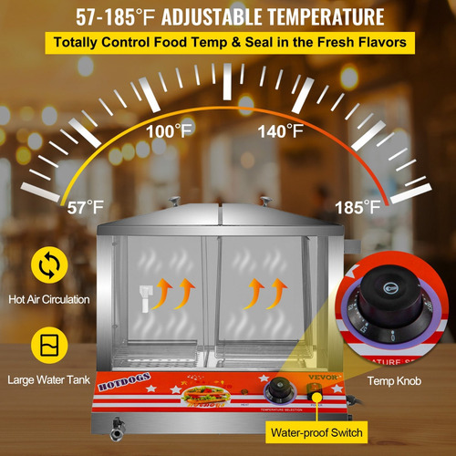 Maquina Calentador De Salchicha Hotdog Temperatura Ajustable