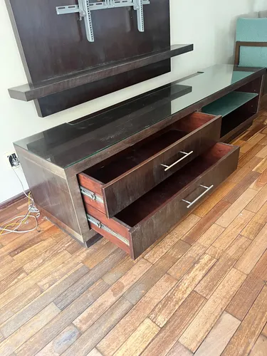 Rack Tv Para Living Caoba Oscuro
