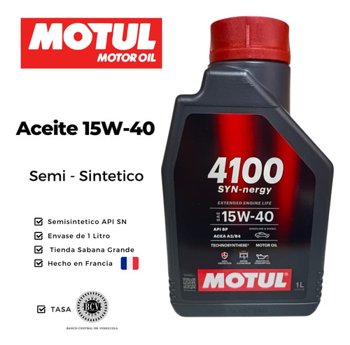 Aceite Semisintetico Motul 15w40 4100 Original Syn Nergy