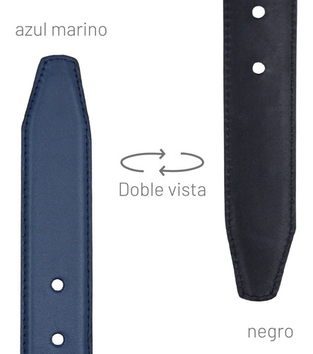 Cinturon Hombre Piel Vestir Reversible Ajustable Premium Negro/ Azul Hebilla T Pantalón 38