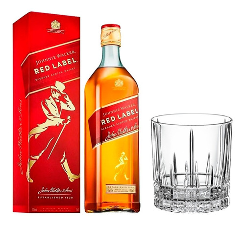 Whisky Johnnie Walker Red 750ml + Vaso Cristal Alemán 270ml