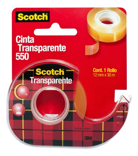 Cinta Adhesiva Scotch 550 Con Despachador 12mm X 30m 5 Pzs Color Amarillo Lisa