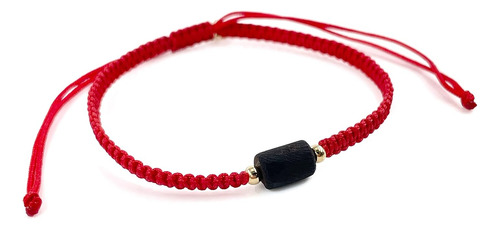 Pulsera De Hilo Tejido Rojo Azabache Amazónico Tallado...