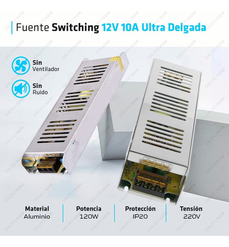 Imagen 3 de 10 de Fuente 12v 10a Metalica Regulada Switching Tira Led