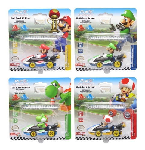 Kit C/ 4 Mario Kart - Blister - Fricção 1/43 - Carrera Play