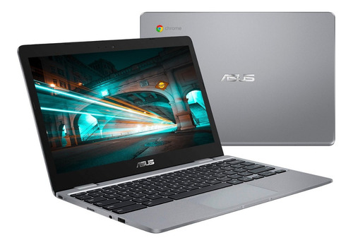 Laptop Asus 11.6 Ram4gb Chromebook Emmc16gb + 64gb Backpack Color Gris