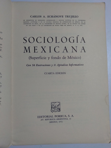 Libro Sociologia Mexicana /carlos A. Echanove (Usado)