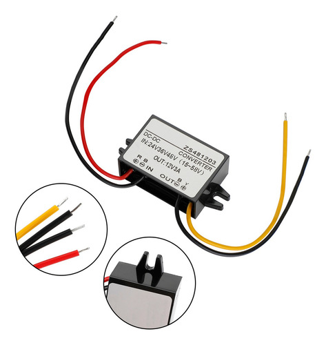 Convertidor Dc-dc 24v 36v 48v Redutor A 12v De 3a