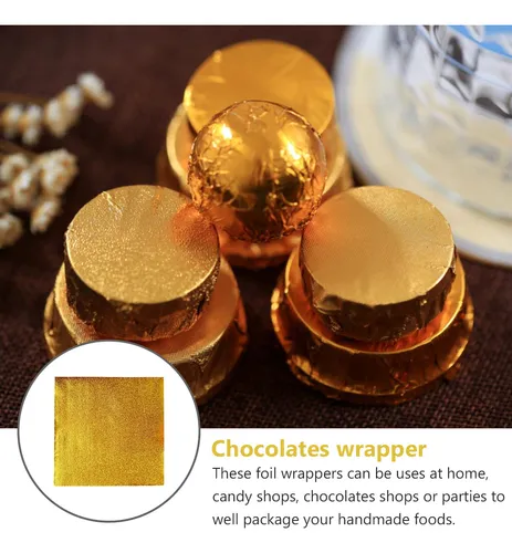 Papel Para Envolver Chocolates, Papel De Aluminio Dorado, 60