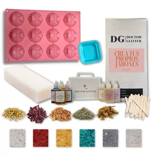 Kit Moldes Pigmentos Flores Jabón Artesanal Doctor Glitter