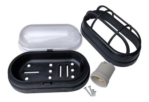 Imagem 5 de 5 de Kit 10 Arandelas Tartaruga 1xe27 Com Grade Preta 10x20x9cm