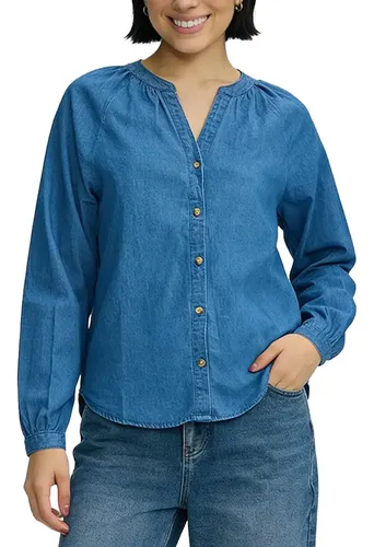 Blusa Mezclilla Informal Con Cuello En V Para Mujer