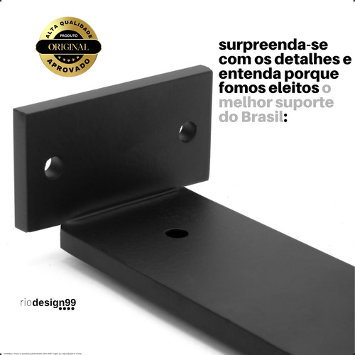 15cm - Mão Francesa Cantoneira Preta Invisível - rio design99 - Ferro Aço Suporte Para Prateleira Reforçada Resistente Industrial Madeira Bancada Estante s51