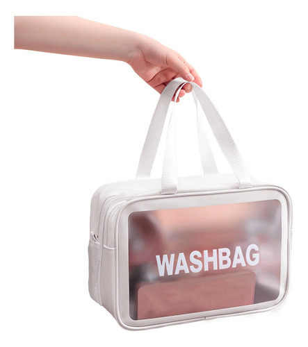 Bolsa Feminina Necessaire Transparente 2 Organizador De Mala Cor Branco