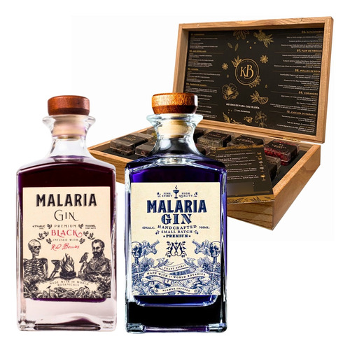 Gin Malaria 2x700ml Con Caja Kaia X10 Botanicos Premium