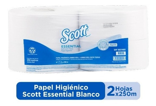 Scott Essential Papel Higienico Jumbo Hoja Doble X4