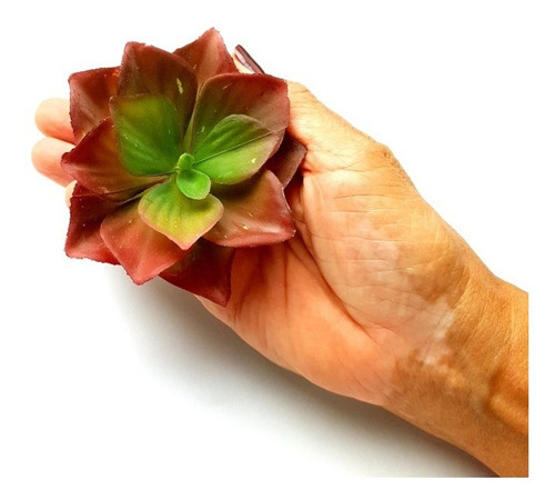 Suculenta Rosa De Pedra Em Silicone Verde Outonado