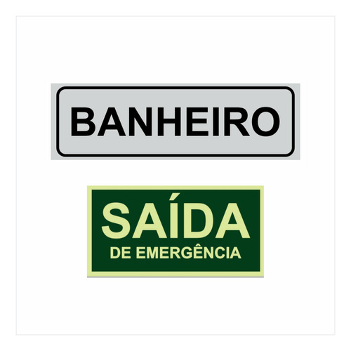 Kit Placa De Sinalização - Banheiro E Saída De Emergência 