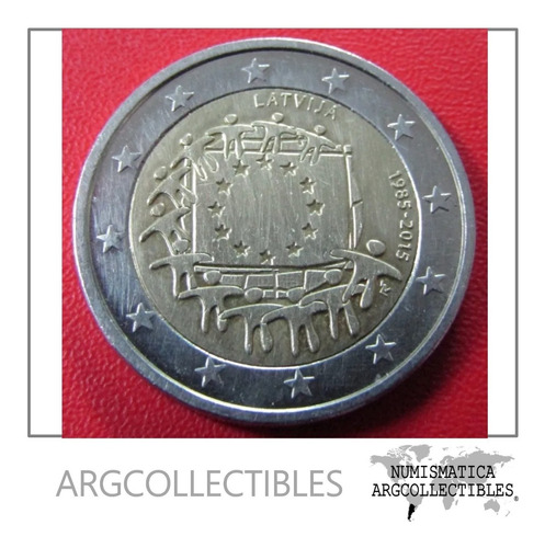 Letonia Moneda 2 Euros 2015 Unc 30º Aniv Bandera U E