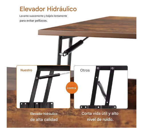 100cm Mesa De Centro Elevable Con Compartimento Color Marrón