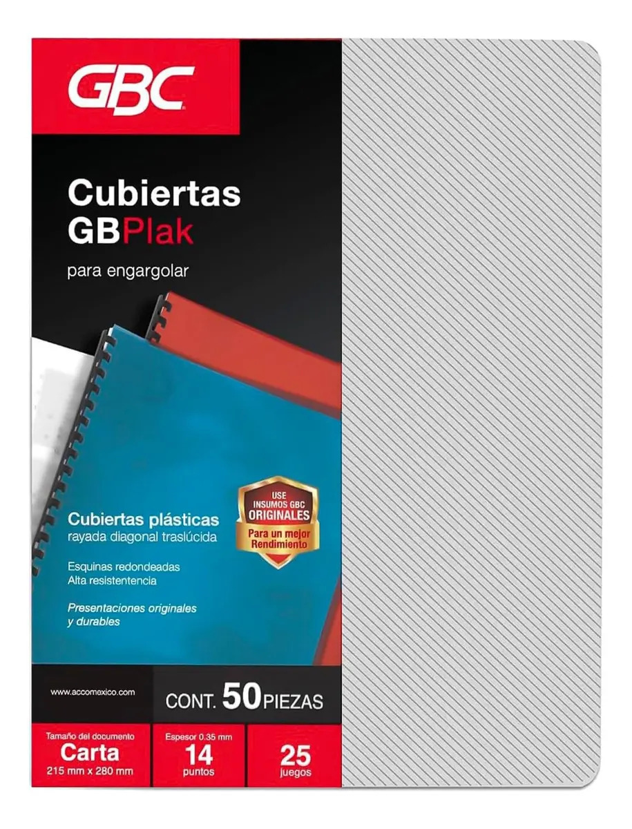 Cubierta Para Encuadernar Gbc P3561 Rayado Transparen-50 Pzs Color Transparente