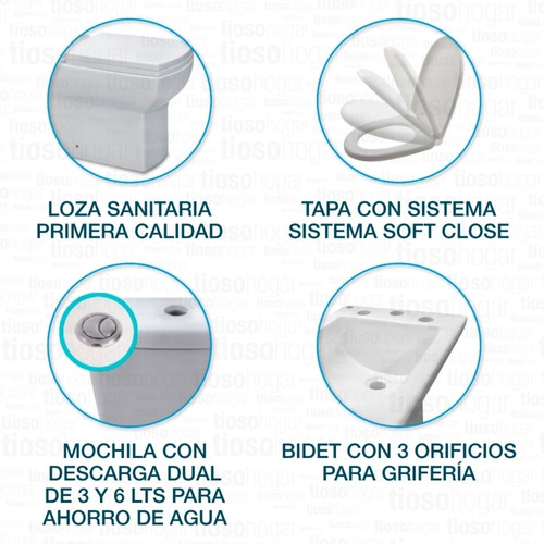 Sanitarios Piazza Taormina Inodoro Tapa Mochila Bidet Envio