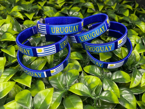 Pulsera De Uruguay Tela Tejida X12 Por Mayor Docena