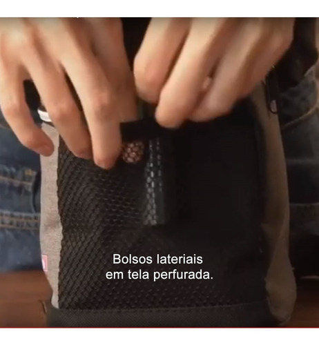 Imagem 3 de 3 de Bolsa Térmica Sanremo 8lt Cinza Alça 3 Bolsos Marmita Lanche