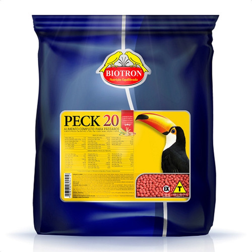 Peck 20 500g Biotron Ração Extrusada Para Tucanos E Araçaris