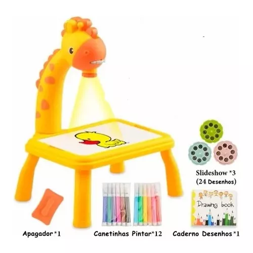 Mesa projetor infantil de desenho dinossauro (rosa)