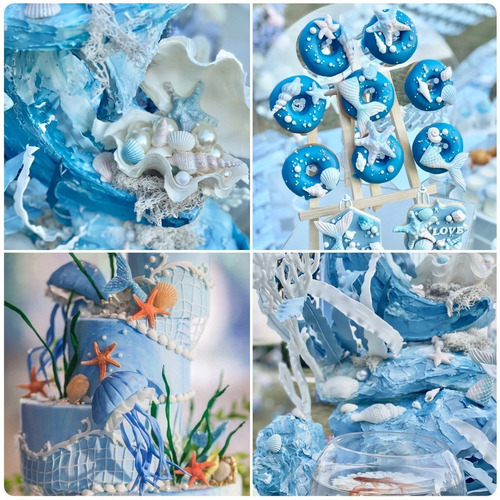 6pcs Molde De Silicona Tortuga Pez Fondant Resina Coral