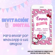 Comprar Hello Kitty Invitación Digital Personalizada Cumpleaños