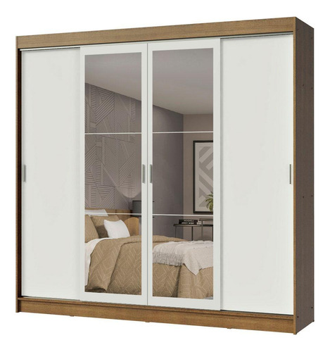 Guarda-roupa Casal Austin 4 Portas 3 Gavetas Rustic