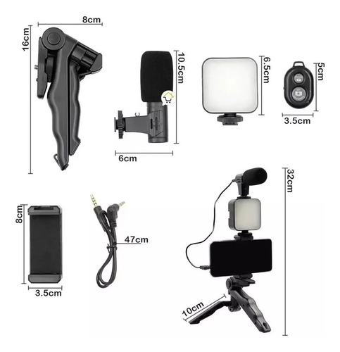 Estabilizador Para Smartphone Tripode Luz Microfono Control