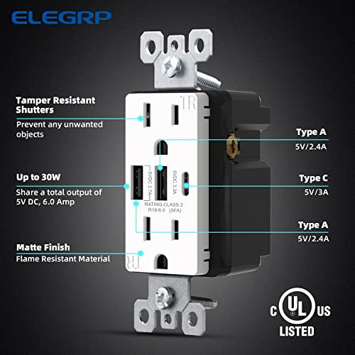 Tomas Usb, 3 Tomas Usb C Un Enchufe De Pared, 30w 6.0a ...