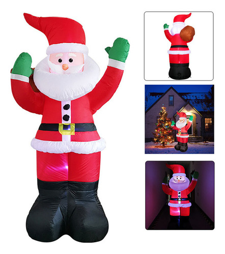 Decoración Navideña De Papá Noel Inflable Gigante Con Led