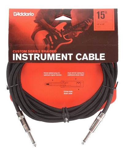 Daddario Pw-bg-15bk Cable Guitarra Bajo Textil 4.5 Metros