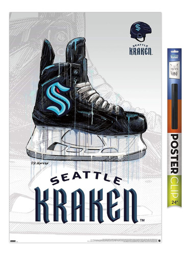 Nhl Seattle Kraken - Póster De Pared De Drip Skate 20, 22.37