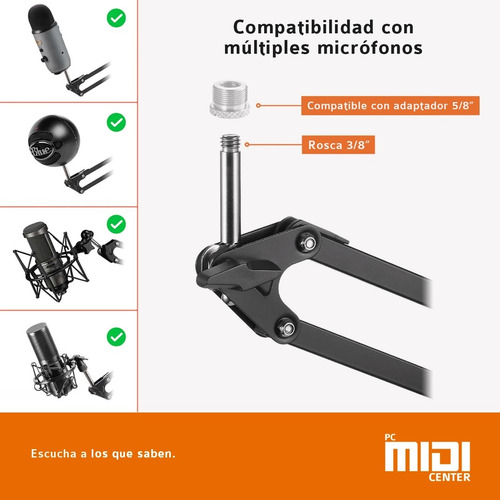Soporte Brazo Articulado Micrófono Condenser Midiplus