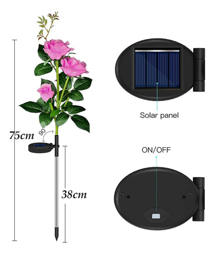 2pcs Luces Solares Jardín Luces Solares Flores Al Aire Libre