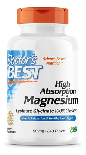 Doctor's Best High Absorption Magnesium Magnesio 100mg 240un