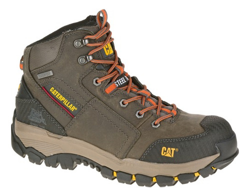 Botin Caterpillar Cuero Graso Impermeable Dark Gull Grey