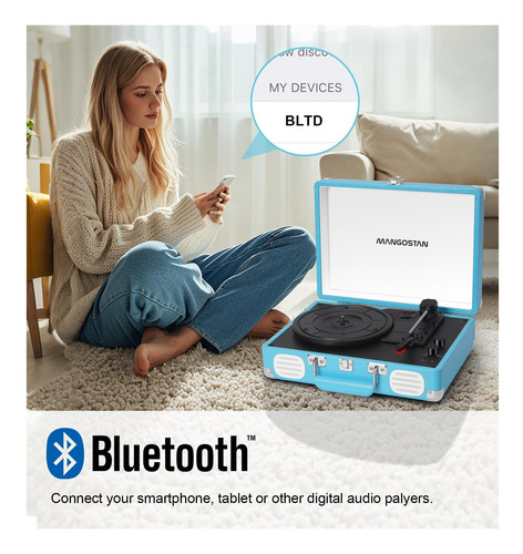 Tocadiscos Mangostan 3 Speed Bluetooth Portable