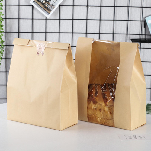 Nuevo 100 Bolsas De Papel Con Ventana, Bolsas De Panadería