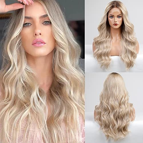 Rubia Unicornio Ombre Rubia Encaje Frente Peluca X45jt