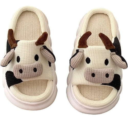 Lindas Pantuflas De Vaca Para Mujer Hogar Interior Y Exterio